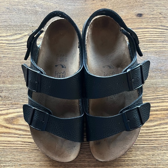 Birki’s/Birkenstock Milano Black Pebbled Leather Sandal EU 38.5 medium/narrow - Picture 2 of 7